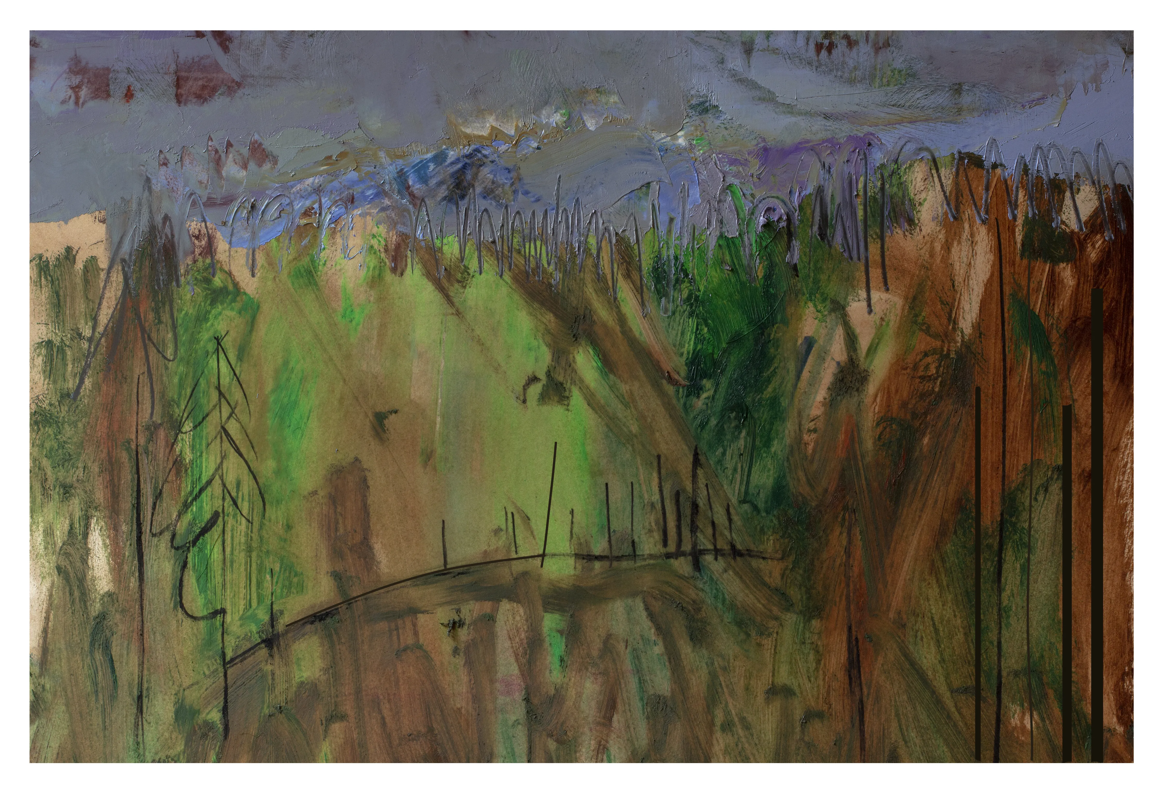 Зображення "пейзаж 3" від євген григор'єв, матеріали: папір, олія, медіум: Живопис, місто: Львів, серія: "Вигадані пейзажі", ціна: €500