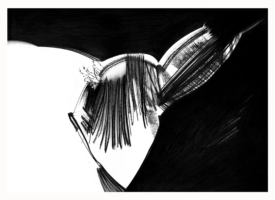 Зображення "Лопатка" від євген григор'єв, розмір: А3, матеріали: папір, графіт, медіум: Графіка, місто: Львів, серія: "Чорне,сіре, біле", ціна: €300