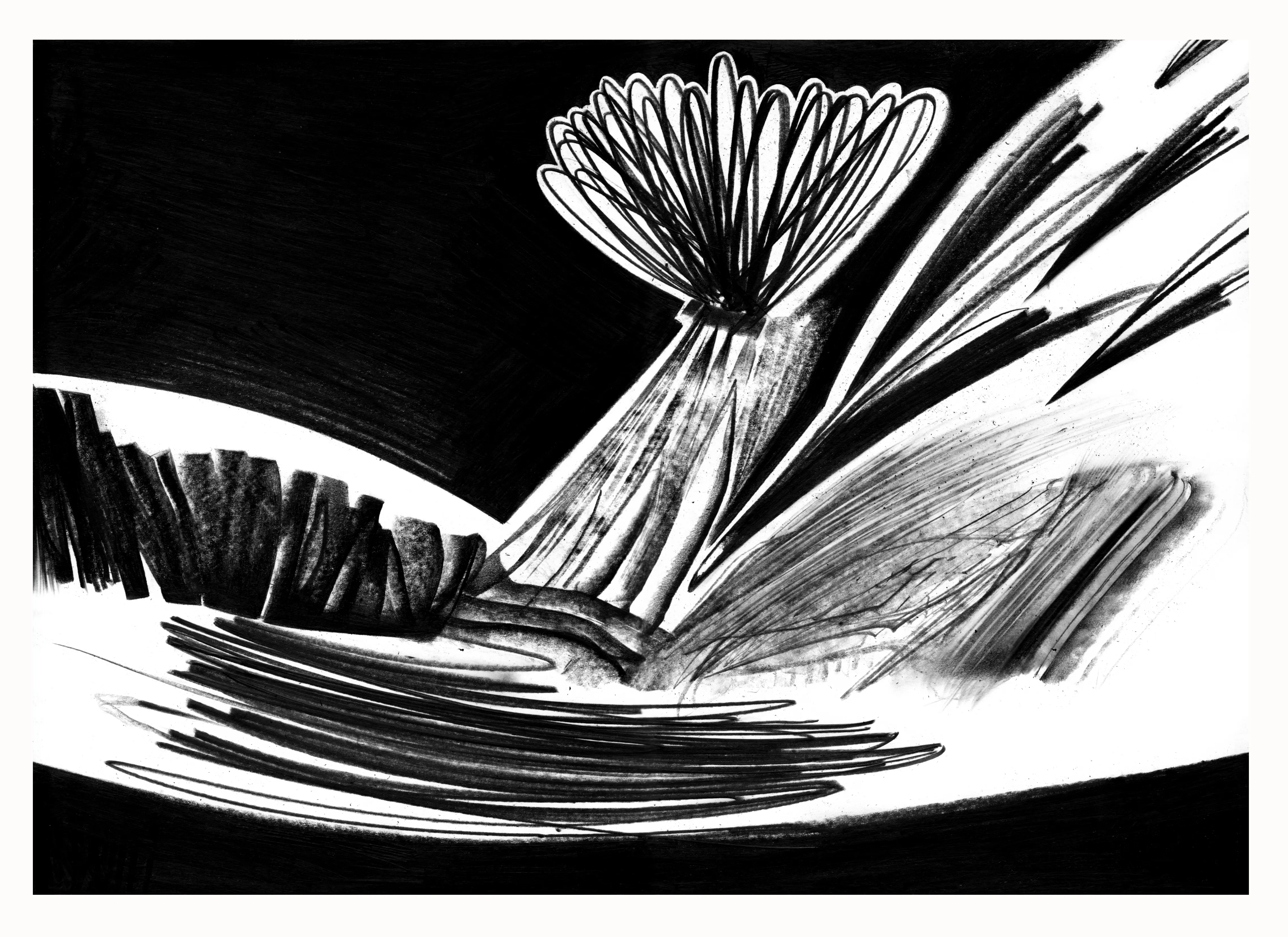 Зображення "Пейзаж" від євген григор'єв, розмір: А3, матеріали: папір, графіт, медіум: Графіка, місто: Львів, серія: "Чорне,сіре, біле", ціна: €300