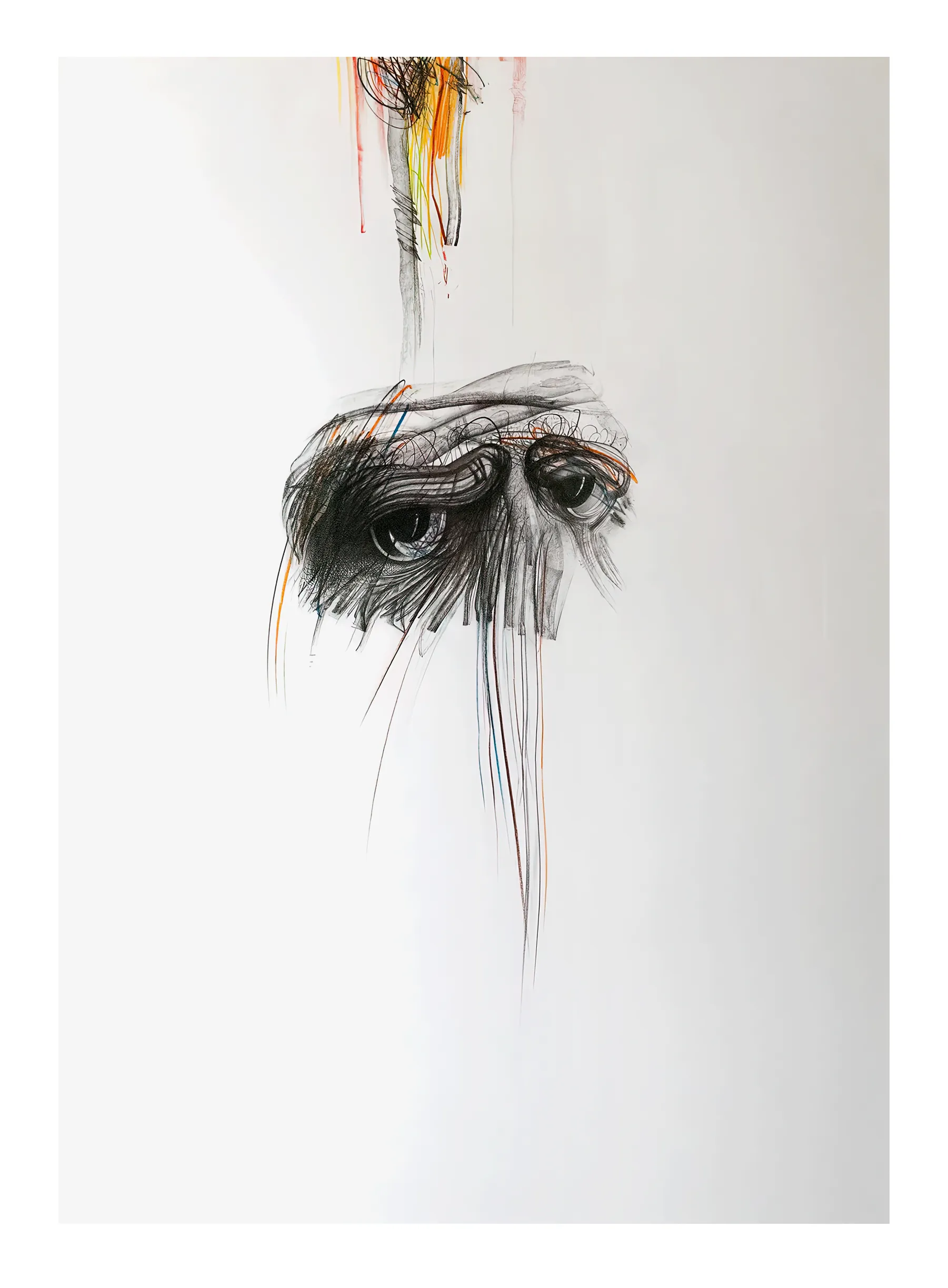 Зображення "Очі" від євген григор'єв, матеріали: папір, графіт, кольорові олівці, медіум: Графіка, місто: Львів, серія: "Приземлення"