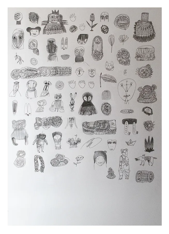 Зображення "Самоідентифікація" від євген григор'єв, матеріали: папір, графіт, кольорові олівці, медіум: Графіка, місто: Львів, серія: "Приземлення"