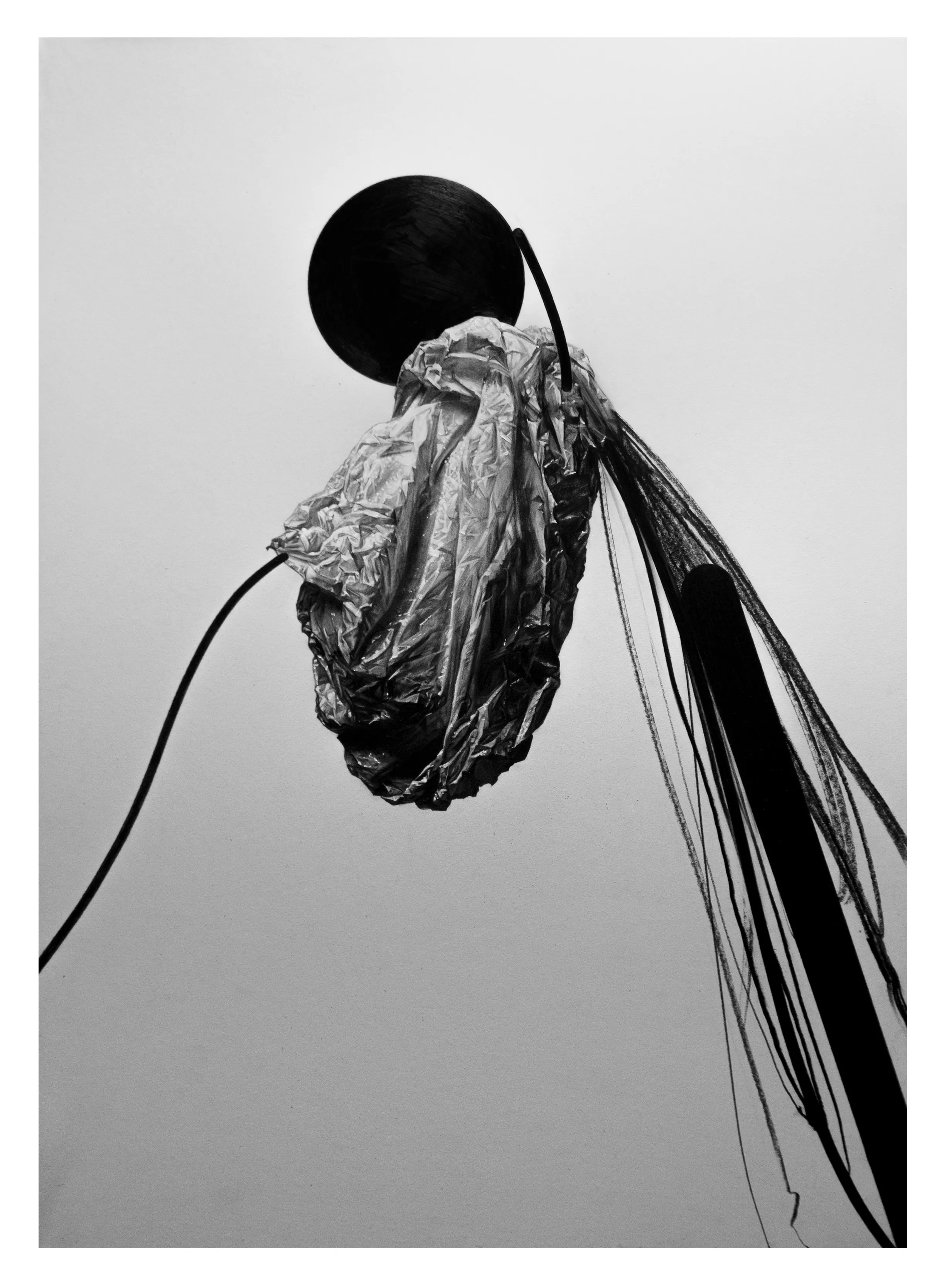 Зображення "поліетиленовий пакет" від євген григор'єв, матеріали: папір, графіт, медіум: Графіка, місто: Львів, серія: "Підмети і присудки", ціна: €500